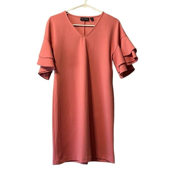 Nina Leonard Pink Swing Dress Size Small‎ Flare Sleeve Knee Length Party Cottage - Picture 1 of 8